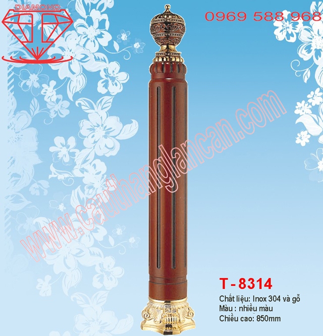 Trụ cái cầu thang kinh, trụ cái cầu thang inox T8314