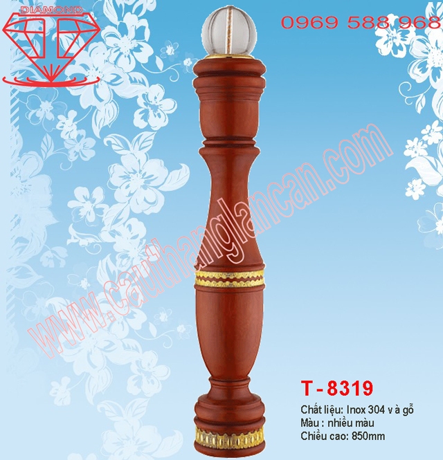 Trụ cái cầu thang kinh, trụ cái cầu thang inox T8319