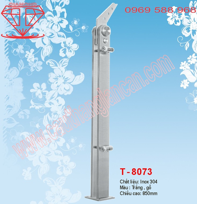 Trụ lan can kính, trụ lan can inox T8073