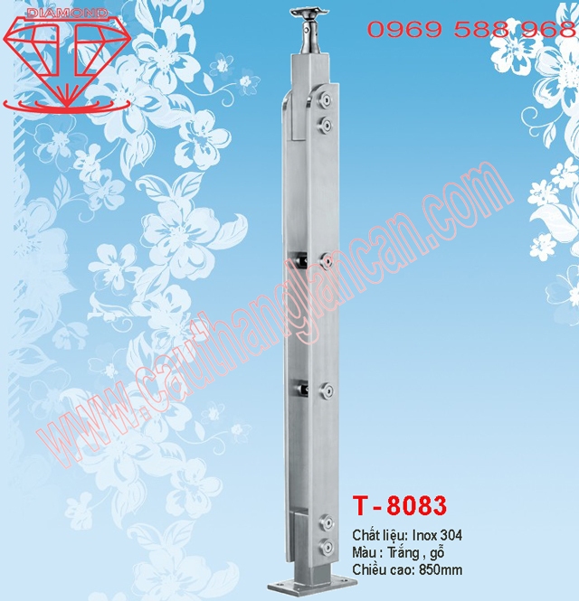 Trụ lan can kính, trụ lan can inox T8083