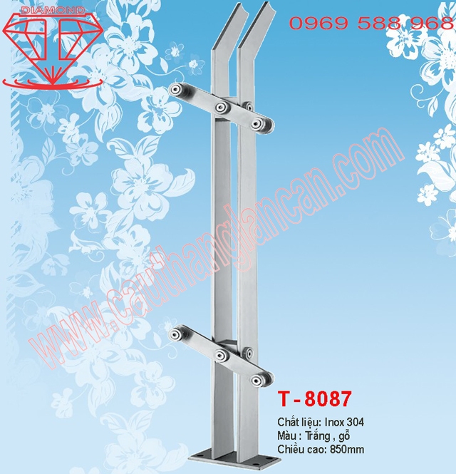 Trụ lan can kính, trụ lan can inox T8087