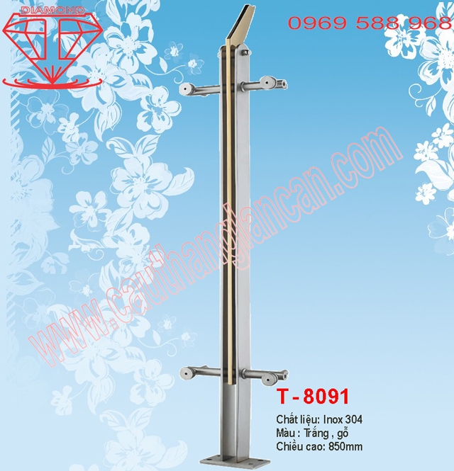 Trụ lan can kính, trụ lan can inox T8091